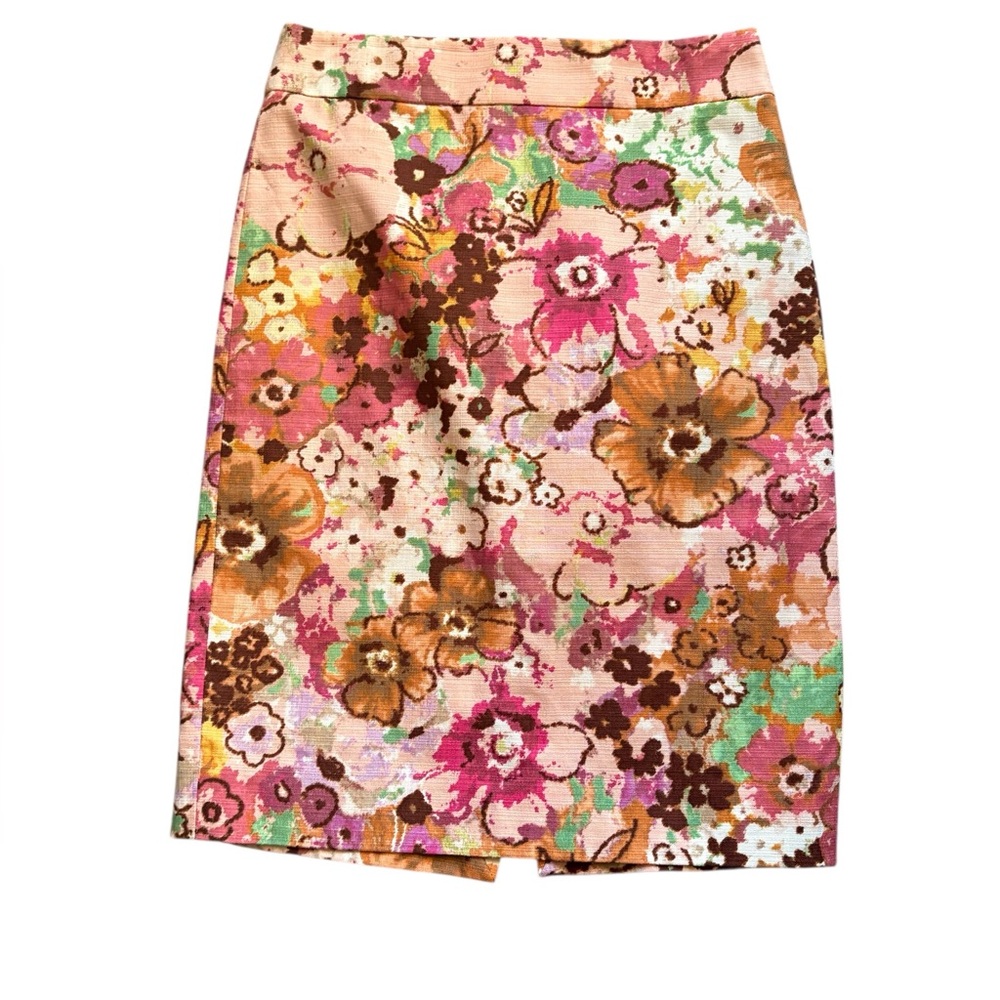 J.Crew‎ Floral Tapestry Pencil Skirt Size 0 – Multicolor Cotton Blend